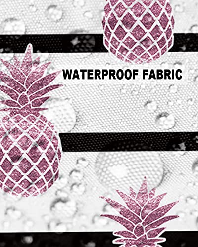 Outdoor Waterproof Throw Pillow Covers Pink Pineapple Lumbar Pillowcases Black Stripe Decorative Outdoor Pillows Cushion Case Patio Pillows for Sofa Couch Bed Garden 18 x 18 Inches