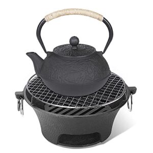 Mumu Tulio Japanese Cast Iron Teapot, Cast Iron Tea Kettle, Stovetop Tea Kettle for Boiling Hot Water Tea, Outdoors Table Top Grill Charcoal Traveling Picnics Garden Beach Party(Size:900)