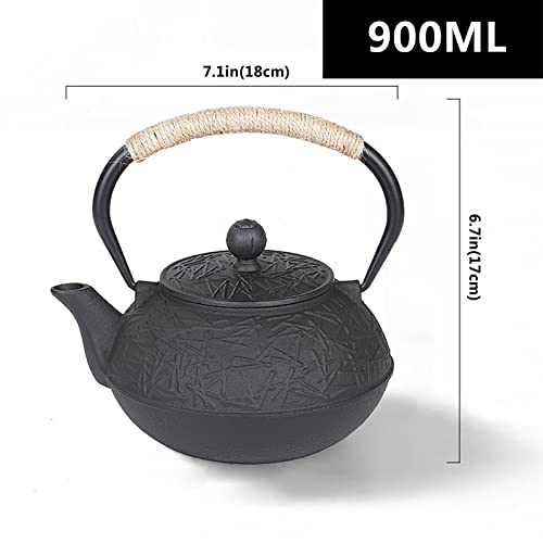 Mumu Tulio Japanese Cast Iron Teapot, Cast Iron Tea Kettle, Stovetop Tea Kettle for Boiling Hot Water Tea, Outdoors Table Top Grill Charcoal Traveling Picnics Garden Beach Party(Size:900)