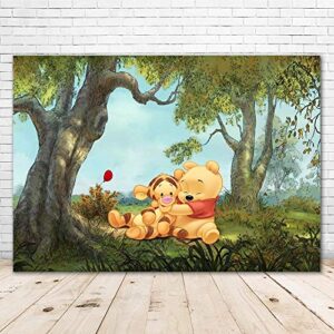 youran winnie the pooh 1st birthday backdrop 7×5 cartoon forest tree red balloons newborn baby photo background pooh vinyl seamless baby shower studio backdrops