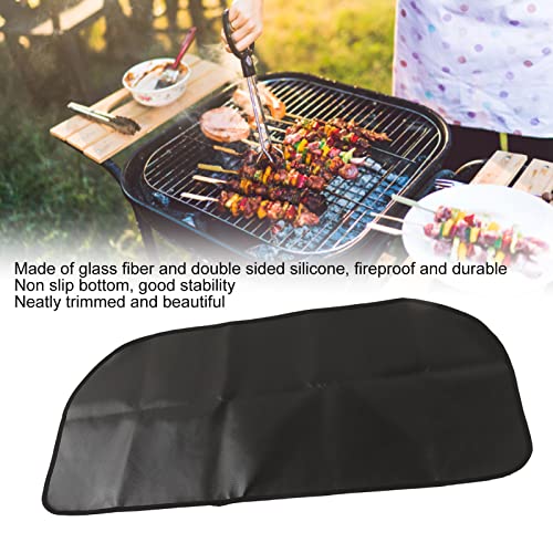 plplaaoo Grill Mat,BBQ Grill Mat,Grill Mat for Outdoor Grill,Double Sided Silicone Fireproof Fire Pit Mat,Reusable Foldable Under Grill Mat for Outdoor Camping,Garden,Yard Picnic(102 * 50CM Oval)