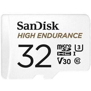 sandisk 32gb high endurance video microsdhc card with adapter for dash cam and home monitoring systems – c10, u3, v30, 4k uhd, micro sd card – sdsqqnr-032g-gn6ia