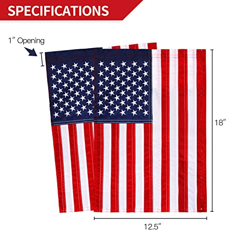 Anley Embroidered Stars US Garden Flag, USA American United States July 4th Independence Day Patriotic Decorative Yard Flags - Sewn Stripes & Double Stitched - 18 x 12.5 Inch