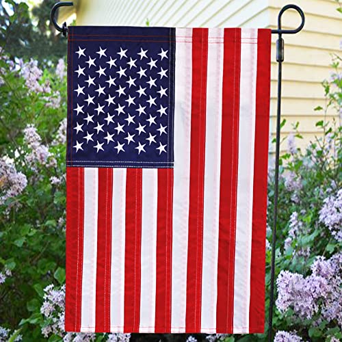 Anley Embroidered Stars US Garden Flag, USA American United States July 4th Independence Day Patriotic Decorative Yard Flags - Sewn Stripes & Double Stitched - 18 x 12.5 Inch