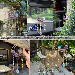 Artilady Moon Suncatcher with Healing Crystals - Prisms Suncatchers Crystal Ball Dream Catcher Wind Chimes Rainbow Maker Sun Catchers Indoor Window Car Charm Garden Outdoor Decor for Mom