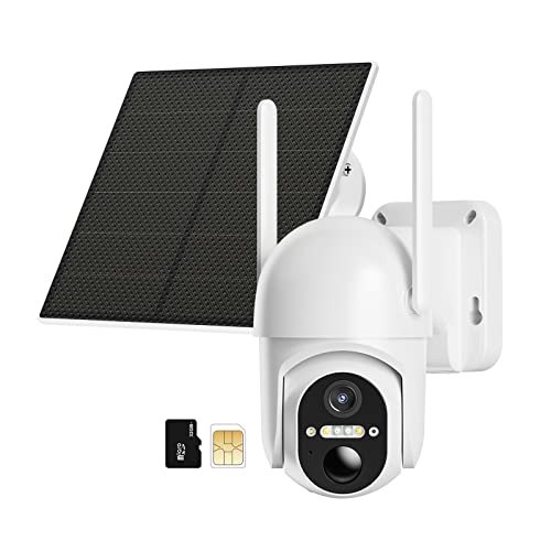 Ebitcam 4G LTE Cellular Security Camera Include SD&SIM Card(Verizon AT&T T-Mobile), 2K Live View Solar Outdoor No WiFi Cameras with 360° PTZ Color Night Vision PIR Motion Alerts Two Way Talk Playback