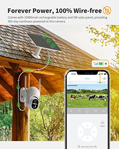 Ebitcam 4G LTE Cellular Security Camera Include SD&SIM Card(Verizon AT&T T-Mobile), 2K Live View Solar Outdoor No WiFi Cameras with 360° PTZ Color Night Vision PIR Motion Alerts Two Way Talk Playback