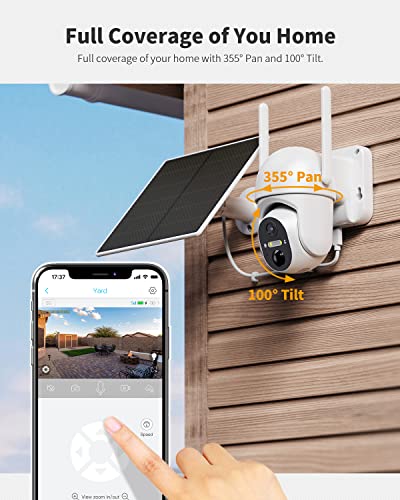 Ebitcam 4G LTE Cellular Security Camera Include SD&SIM Card(Verizon AT&T T-Mobile), 2K Live View Solar Outdoor No WiFi Cameras with 360° PTZ Color Night Vision PIR Motion Alerts Two Way Talk Playback