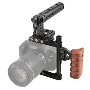 camvate dslr camera cage top handle wood grip compatible for sony panasonnic – 1175