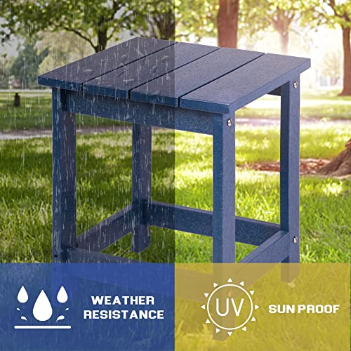 LZRS Adirondack Square Side Table, Pool Composite Patio Table,HDPE End Tables for Backyard,Pool, Indoor Companion, Easy Maintenance & Weather Resistant(Navy Blue)