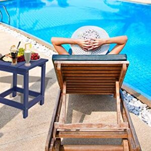LZRS Adirondack Square Side Table, Pool Composite Patio Table,HDPE End Tables for Backyard,Pool, Indoor Companion, Easy Maintenance & Weather Resistant(Navy Blue)