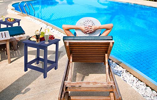 LZRS Adirondack Square Side Table, Pool Composite Patio Table,HDPE End Tables for Backyard,Pool, Indoor Companion, Easy Maintenance & Weather Resistant(Navy Blue)