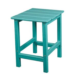 sfylods adirondack patio 14″ square side table, 18″ inches tall, premium quality, wood like material, poly lumber weather resistant for garden, backyard, indoor, living room, deck, porch – turquoise