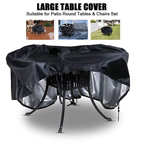 Saking Patio Furniture Table Cover Round 60" x 23" with Buckles Airvents & Drawstring - Heavy Duty Waterproof Windproof Anti-UV