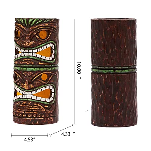 Yiosax Outdoor Garden Decor-Double Tiki Totem Statues Solar Lights Waterproof Decorative Yard Patio Decorations