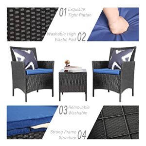 PAOLFOX 3 Pieces Patio Furniture Sets,Wicker Patio Set,PE Rattan Patio Furniture,Patio Bistro Sets,Porch Furniture,Outdoor Conversation Sets,Wicker Patio Chairs,Balcony Furniture Set