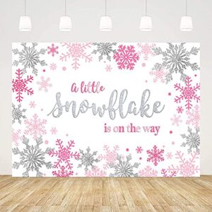 ablin 7x5ft winter snowflake baby shower backdrop a little snowflake is on the way silver pink snowflakes girl baby shower party decorations photography background photoshoot props