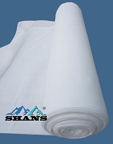 SHANS 30% UV Resistant Fabric Shade Cloth Pure White with Plastic Grommets Clips Free (20 ft x 110 ft)