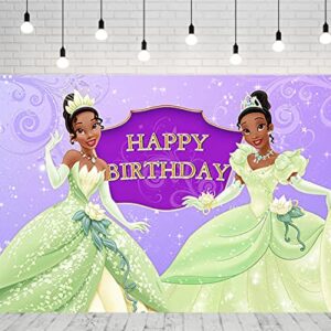 Princess Tiana Backdrop for Birthday Party Supplies 5x3ft Princess and The Frog Photo Backgrounds Tiana Theme Baby Shower Banner for Birthday Cake Table Decoration