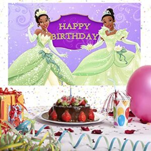 Princess Tiana Backdrop for Birthday Party Supplies 5x3ft Princess and The Frog Photo Backgrounds Tiana Theme Baby Shower Banner for Birthday Cake Table Decoration