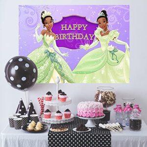 Princess Tiana Backdrop for Birthday Party Supplies 5x3ft Princess and The Frog Photo Backgrounds Tiana Theme Baby Shower Banner for Birthday Cake Table Decoration