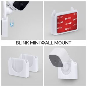 BRAINWAVZ Adhesive Wall Mount for Blink Mini Camera, 2 Pack, No Hassle Holder, Strong 3M VHB Tape, No Screws, No Mess Install, Bracket Stand (White)