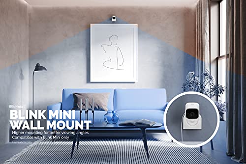 BRAINWAVZ Adhesive Wall Mount for Blink Mini Camera, 2 Pack, No Hassle Holder, Strong 3M VHB Tape, No Screws, No Mess Install, Bracket Stand (White)