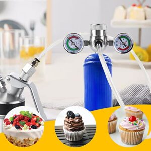 Improved Whipped Cream Pressure Regulator Valve with Upgraded Adapter & Hose Line, Pressure Regulating Valve for Whipped Cream Chargers 0.95 Liter 580g Tank