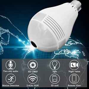 Full HD 1080P Light Bulb Camera, 360 Camera with 32G SD Card, 2.4GHz WiFi Camera, Night Vision Motion Detection Wireless Camera, Home Camera, Baby Pet Monitor