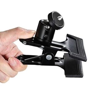 SUPON Multi-Function Tripod Camera Clip Clamp Flash Holder Mount with 360 Swivel Photography Ball-Head 1/4" Threaded Screw for Camera Tripod, SLR, DSLR, Video Cameras,Studio Backdrop Camera