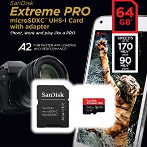 SanDisk Extreme Pro MicroSDXC UHS-I U3 A2 V30 64GB + Adapter