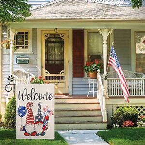 CROWNED BEAUTY 4th of July Patriotic Gnomes Garden Flag 12×18 Inch for Outside Double Sided Welcome Independence Memorial Day American Yard Flag CF124-12