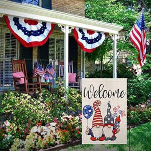 CROWNED BEAUTY 4th of July Patriotic Gnomes Garden Flag 12×18 Inch for Outside Double Sided Welcome Independence Memorial Day American Yard Flag CF124-12