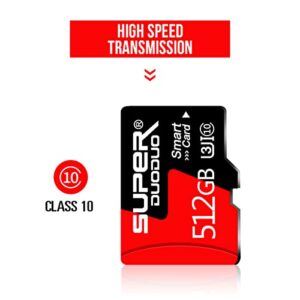 512GB Micro SD Card Class 10 Memory Card TF Card for Wyze, GoPro，Smartphone, Table with SD Adapter