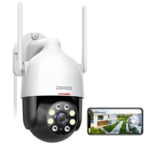 dekco 2k security camera outdoor/home, wifi outdoor security cameras pan-tilt 360° view, 3mp dome surveillance cameras with motion detection and siren, 2-way audio,full color night vision, waterproof