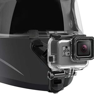 Lupholue Motorcycle Helmet Chin Strap Mount Compatible with GoPro Hero 11, 10, 9, 8, 7, (2018), 6 5 4 3, Hero Black, Session, Xiaomi Yi, SJCAM （Black）