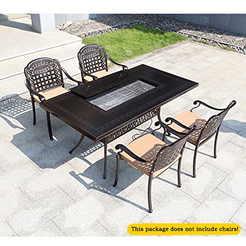 Outdoor Barbecue Table Courtyard Garden Terrace Cast Aluminum Leisure Furniture Household Smokeless Barbecue Table (Size : 162x90x73cm)