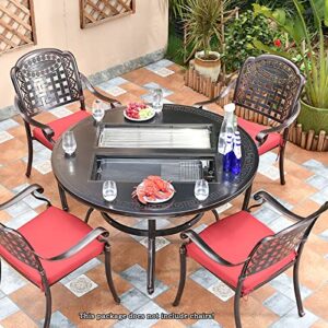 SUNESA Outdoor Cast Aluminum Tables Domestic Charcoal Barbecue Table Electric Oven Courtyard Terrace Garden Leisure European Table (Without Chair)