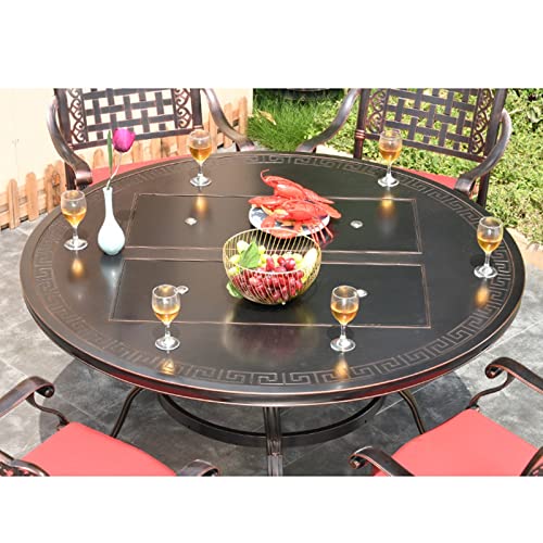 SUNESA Outdoor Cast Aluminum Tables Domestic Charcoal Barbecue Table Electric Oven Courtyard Terrace Garden Leisure European Table (Without Chair)