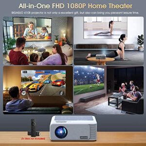 BIGASUO 960ANSI Projector with WiFi and Bluetooth - 1080P HD Outdoor Movie Projector 4K Support, Home Projectors Max 400" Display, 4P & ±50° Keystone, 60% Zoom, Compatible with Laptop, TV Stick, PS5