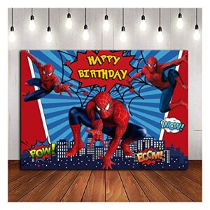 spiderman photography backdrops superhero city theme photo background kids happy birthday spiderman decoration cake table banner 5x3ft