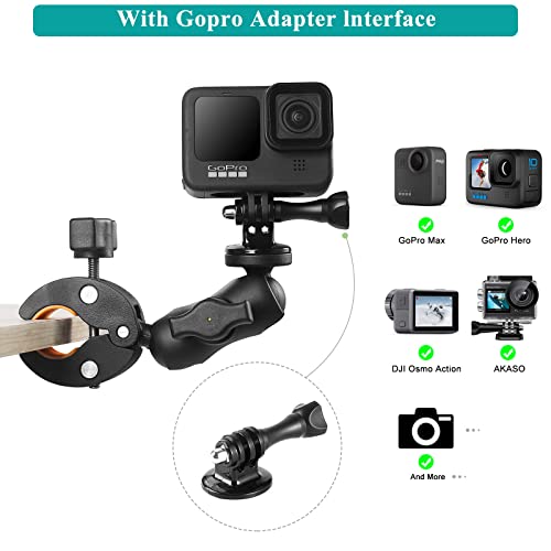 Super Clamp Double Camera Clamp, Crab Plier Clip Bracket Mount Monitor 360° Magic Arm Double Ball Head Adapter with 1/4"-20 for Photo Studio Light Stand/Umbrella Clamp/Motorcycle/ Insta360/ Gopro