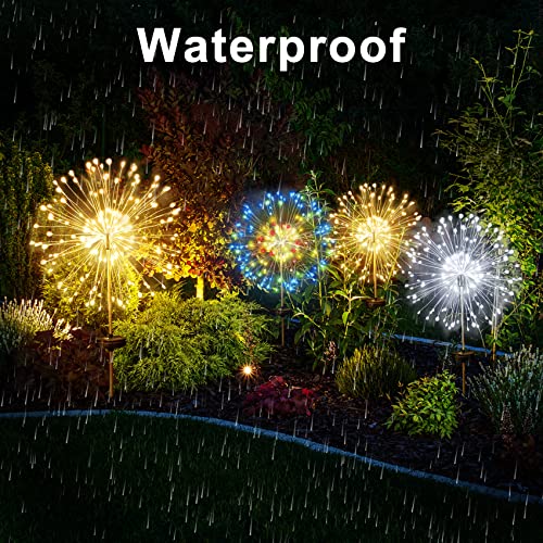 2 Pack Solar Garden Lights, Solar Firework Lights, Dengduoduo Solar Lights Outdoor Waterproof with 2 Lighting Modes, Landscape Light for Walkway, Garden, Patio, Yard, Flowerbed, Parties (Colorful)