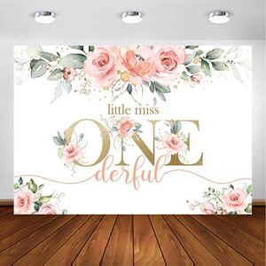 avezano blush pink floral 1st birthday party backdrop for girl miss onederful party photography background baby girl’s first birthday party photoshoot decoration banner (7x5ft)