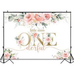 Avezano Blush Pink Floral 1st Birthday Party Backdrop for Girl Miss Onederful Party Photography Background Baby Girl's First Birthday Party Photoshoot Decoration Banner (7x5ft)