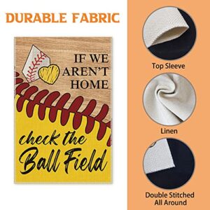 Hafhue If We Aren't Here Check The Ball Field Baseball Sport Garden Flags Outdoor Farmhouse Decorations Waterproof Double Sided Printing 12x18 In, Funny Gift for Baseball Lovers