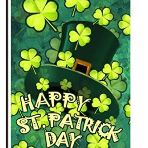 |Double Sided| Premium Happy St. Patrick's Day Garden Flag, Green Hat with Clover Decorative Garden Flags - Weather Resistant & Double Stitched - 18 x 12.5 Inch-L31