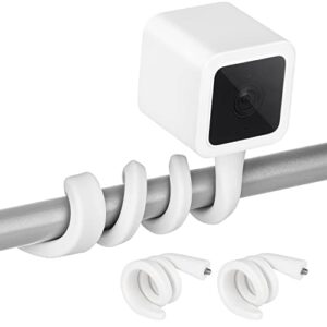 2pack twist mount for all-new wyze cam v3 & wyze cam outdoor, flexible gooseneck mounting bracket to attach your camera anywhere with no tools – white