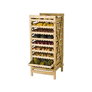 Gardeners Supply Company Garden Harvest Rack, Large 9 Drawer Adjustable Wooden Vegetable and Fruit Storage | Herb Drying Rack | Vegetable Basket Bins Rack