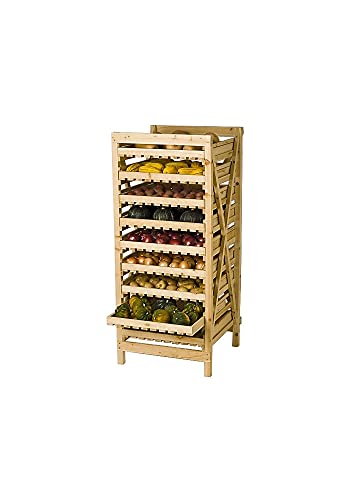 Gardeners Supply Company Garden Harvest Rack, Large 9 Drawer Adjustable Wooden Vegetable and Fruit Storage | Herb Drying Rack | Vegetable Basket Bins Rack